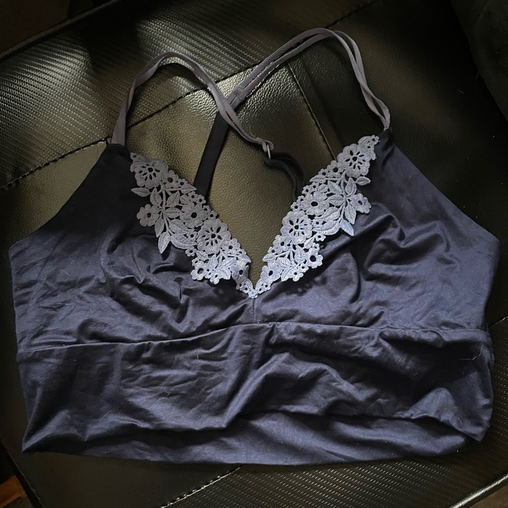 2/$25 aerie Navy Lace-Trim Bralette